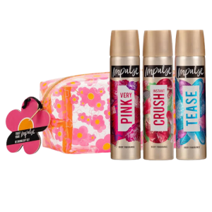 Impulse Be Spontaneous- Gift Set (3x Impulse Body Spray 75ml+Printed Plastic Beauty Bag